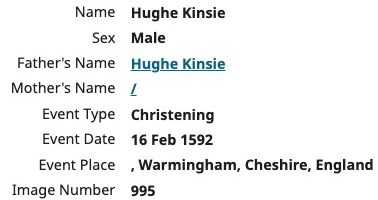 Hughe Kinsie christening