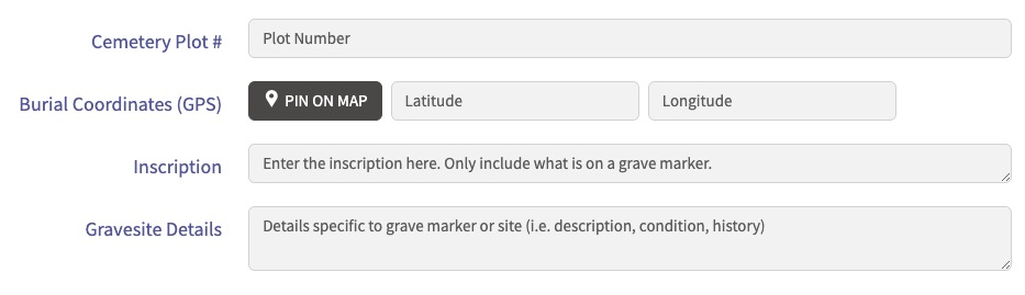 Additional Grave Info