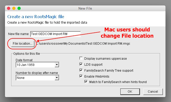 rootsmagic 7 importing gedcom character set